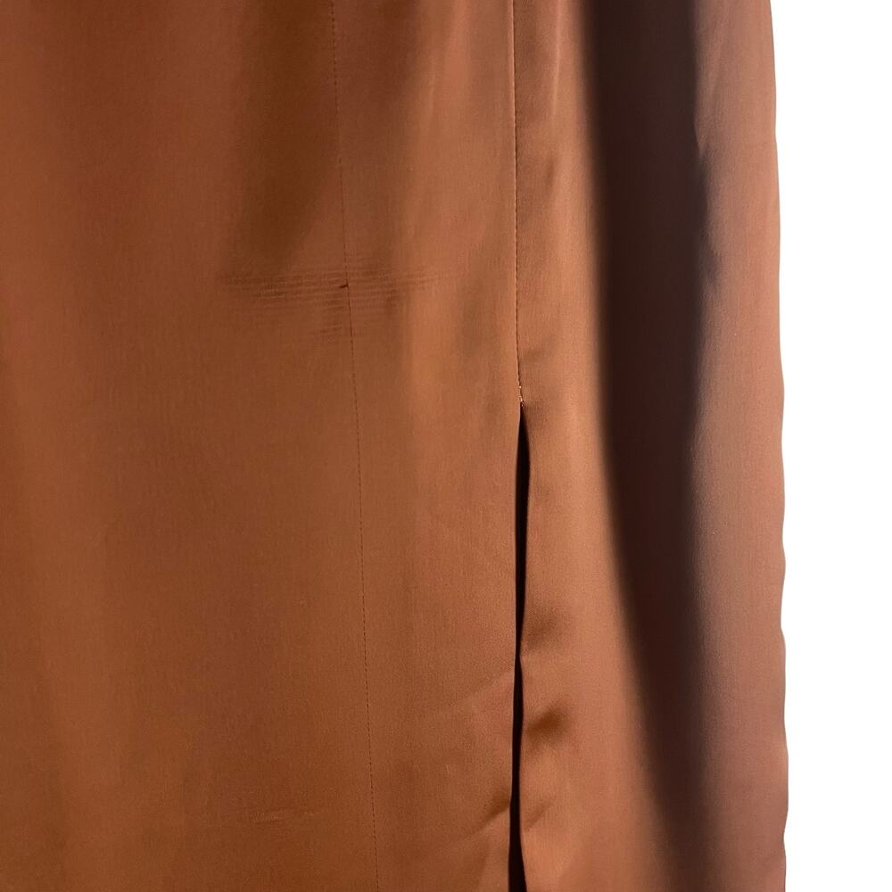 Club Monaco Trycia Brown Slit Satin Bias Midi Skirt Size 6 - Picture 9 of 14